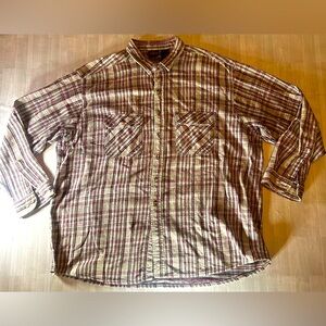 Dakota Men’s Heavy Long Sleeve Plaid Flannel Tan/Red Size 3XL.